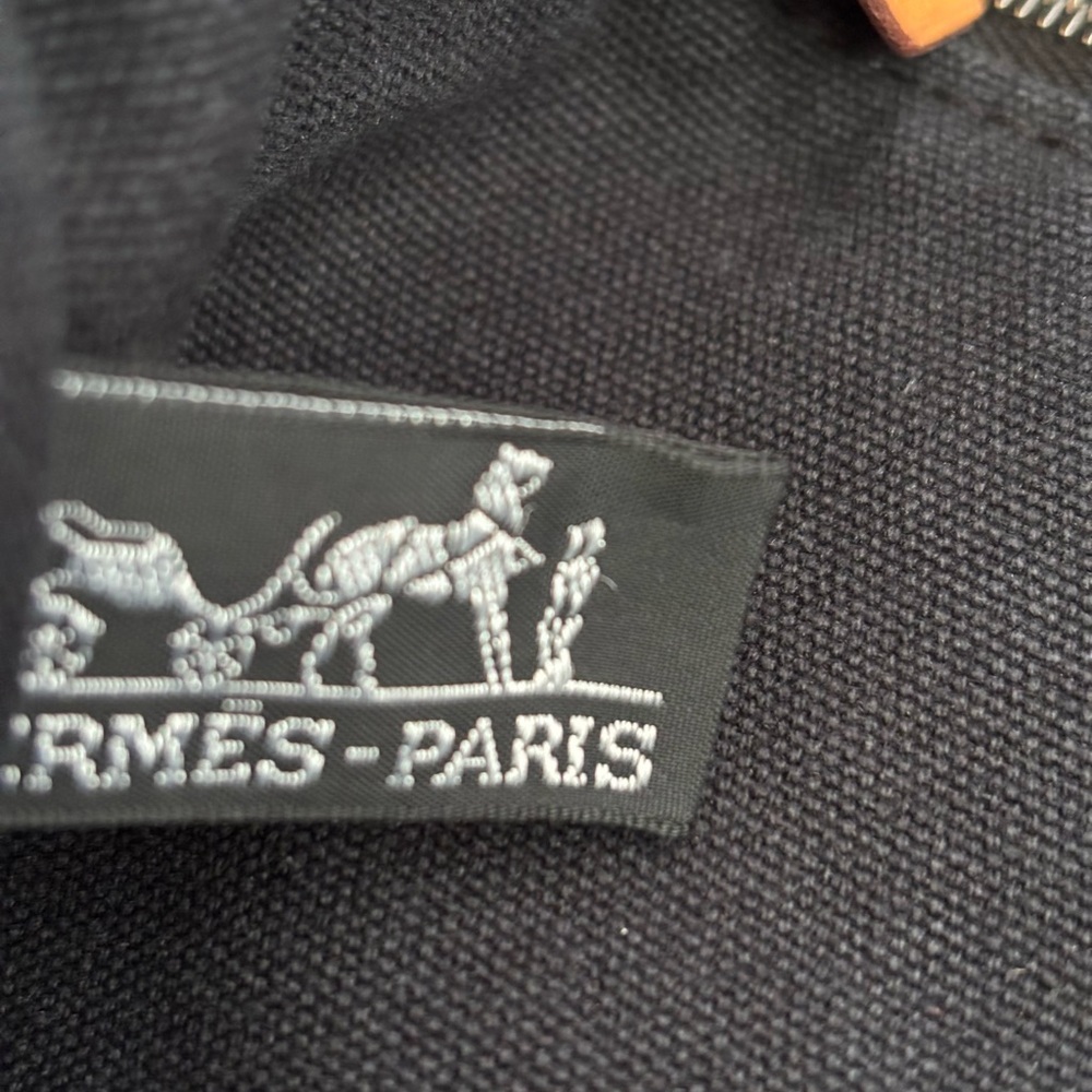 Authentic Hermès Fourre Tout MM Tote Bag Black Gray Canvas Classic & Chic - Picture 8 of 13